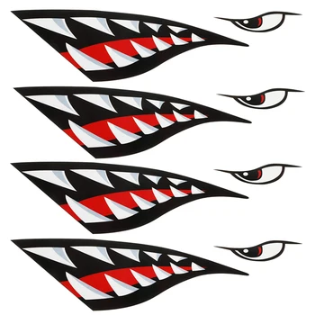 4PCS Kajak Nalepke Shark Usta Kajak Kanu Ribolov Odsevne Nalepke Avto Lepe Nalepke PVC Dekoracijo Nalepko Nepremočljiva Kajak