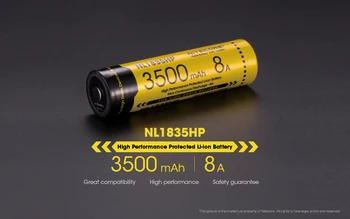 Nitecore NL1835HP Visoko Zmogljivost 18650 3500mAh 3,6 V 12.6 Wh 8A Zaščitene Li-ion Gumb Top Baterija za Visoko Možganov Naprav
