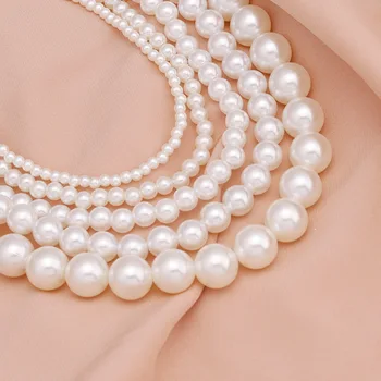 2021 Moda 5 Velikost Bela Imitacije Pearl Choker Ogrlica za Ženske Elegantne Velik Krog Simulirani Biserna Ogrlica, Poroke Nakit 19024