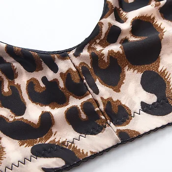 Leopard Natisniti Modrc Moda Velikosti Sprednji Sponke Push Up Bralette Dihanje Perilo Široko Naramnico, Stretchy Modrc
