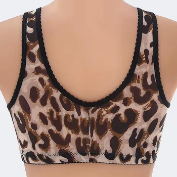 Leopard Natisniti Modrc Moda Velikosti Sprednji Sponke Push Up Bralette Dihanje Perilo Široko Naramnico, Stretchy Modrc
