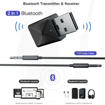 Bluetooth 5.0 2 V 1 Adapter 3,5 mm Bluetooth Oddajnik Sprejemnik Avdio Glasbeni Brezžični Adapter Za Avto PC TV Zvočnik izhod za Slušalke