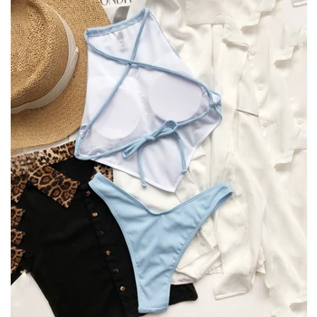Mossha Seksi trdna belušno bikini niz Niz čipke ženske kopalke High cut kopalke ženske Plaža obrabe, Elegantno kopalke Nova