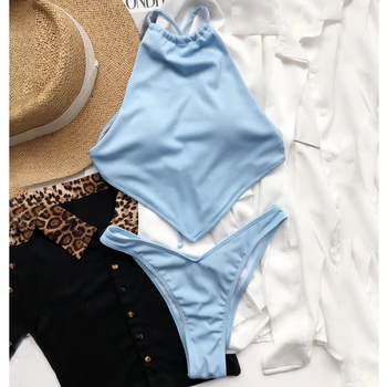 Mossha Seksi trdna belušno bikini niz Niz čipke ženske kopalke High cut kopalke ženske Plaža obrabe, Elegantno kopalke Nova