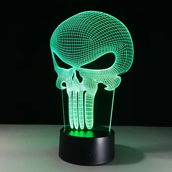 3D LED Barva Noč Svetlobe Spreminja Lučka za noč Čarovnic Skull Light Akrilna 3D Hologram Iluzijo Desk Lučka Za Otroke Darilo Dropship