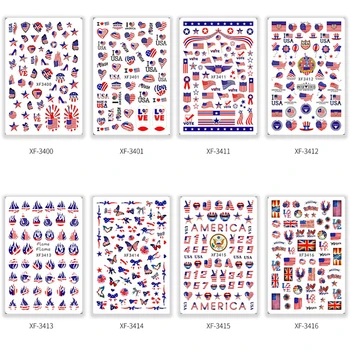 8Pcs 3D Nacionalni Dan Zastave Nalepke za Nohte Ameriški Dan Neodvisnosti, Dekoracije nohtov dekoracijo nohtov decals
