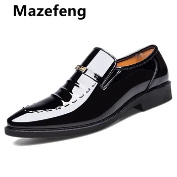 Mazefeng Luksuzne blagovne Znamke PU Usnje Moda za Moške Poslovno Obleko Loafers Pointy Črne Čevlje Oxford Dihanje Formalno Poročni Čevlji 20236