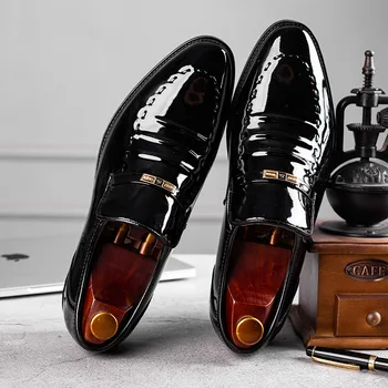 Mazefeng Luksuzne blagovne Znamke PU Usnje Moda za Moške Poslovno Obleko Loafers Pointy Črne Čevlje Oxford Dihanje Formalno Poročni Čevlji