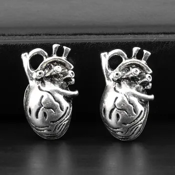 5pcs/veliko Srebrne Barve Tri-dimenzionalni Srce Organ Čar Oprema DIY Ročno izdelan Obesek za Nakit, Izdelava 27x17 mm