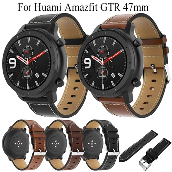 Usnje watch trak 22 mm watchband Za Huami Amazfit GTR 47mm Prestavi S3 pametno gledati pasu za Huawei watch gt gt2 46mm novo zapestnico