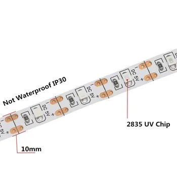 5V USB UV Led Trak Svetlobe 2835 SMD 395-405nm 60leds/m baterijsko Ultravijoličnih Žarkov LED Diod Trak Vijolično Prilagodljiv Trak Lučka