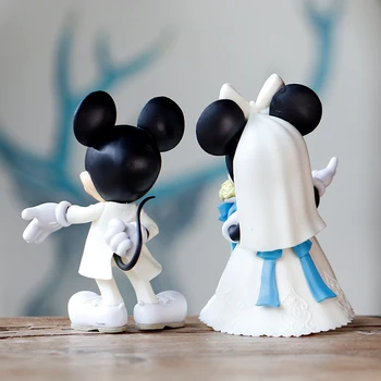 Nova 12 cm Disney CartoonWhite poročno obleko Minnie Princesa Dejanje Slika Lutke Mickey Mouse Model Darilo za Rojstni dan Torta dekoracijo 20900