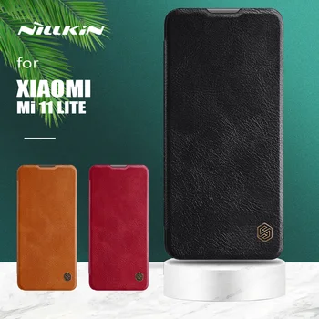 Za Xiaomi Mi 11 Lite 5G Primeru Nillkin Qin Luksuzni Slim Flip Usnjena torbica Reža za Kartico Nazaj Kritje za Xiaomi Mi11 Mi 11 Lite 4G Primeru