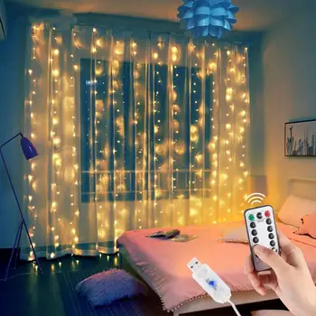 LED Pravljice Luči Poroko Garland Zavese Lučka USB Niz Luči, Novo Leto, Božič Dom Dekorativne Led Luči Počitnice Razsvetljavo