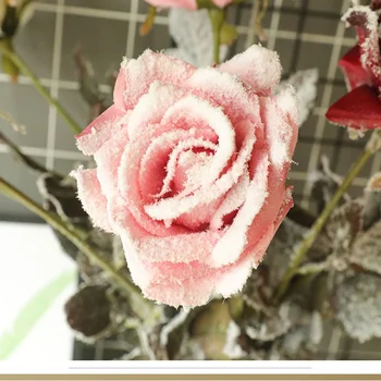 Simulacija Snega, Rose Umetno Cvetje Romantično Poroko Božično Zabavo Doma Dekoracijo Tkanine Cvetje Steno Kulise Ornament
