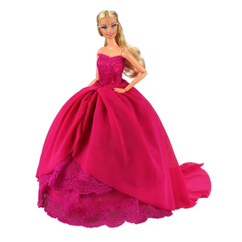 Barwa Lutka Moda Dodatki, Lep Ročno izdelan Rose Rdeče barve Multi-layer Luksuzno Obleko Za Barbie je Najboljši Princess Dekle Darilo za Rojstni dan 21314