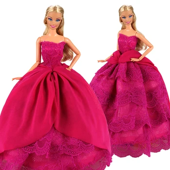 Barwa Lutka Moda Dodatki, Lep Ročno izdelan Rose Rdeče barve Multi-layer Luksuzno Obleko Za Barbie je Najboljši Princess Dekle Darilo za Rojstni dan