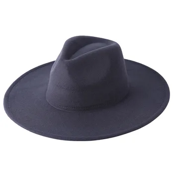 Velika široko roba 9.5 cm volnene jazz klobuk ženske čiste barve, imitacija volnene fedora pokrivalo moški modni Panamski klobuk klobuk poroko 21341