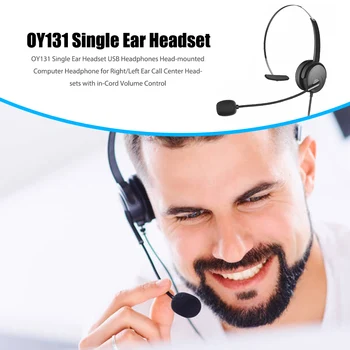 OY131 Eno Uho Slušalke USB Head-mounted Računalnik Slušalke za Desno/Levo Uho klicni Center Žične Slušalke za Nadzor Glasnosti