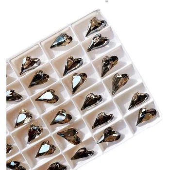 100 kozarcev K9 dnu XXL diamond nohtov nakit diamantni srce ljubezni DIY nail art 9.5x15mm Veliko Krivih Srce Nail art Nosorogovo