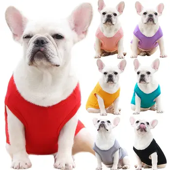Prazno Pes Majice, Sladkarije, Barve, Osnovne Oblačila za Pse, Mehka in Zračna francoski Buldog T-Majice Čista Bombažna Oblačila za Majhne Pse