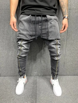 Evropski in Ameriški moški modni trend prosti čas, šport velik žep noge jeans hlače