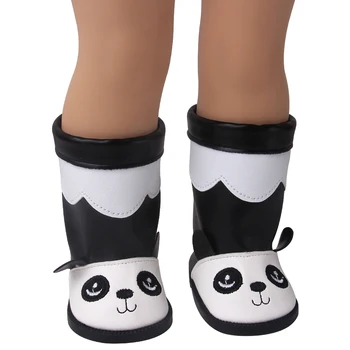 18 Inch Ameriški Lutka Dekleta Čevlji PU Črno Bel Panda Čevlji Rojen Otroška Igrače Oprema Fit 43 Cm Fant Lutke Darilo E1