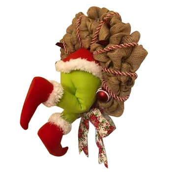 30-40 cm, Kako Grinches Ukradel Polnjene Elf Nog Zaljubljen V Božično Burlap Venec Vrata Stranka Doma Dekor Božično Drevo Ornament 2196