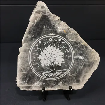 10 cm Naravnih Kristalno Jasno Selenit Rune Kamne Nezakonitih Čaker Vedeževanje Reiki Healing Darilo Dekor 22079