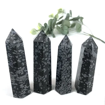 Naravni kremen snežinka obsidian kristalno palico točka stolp za dekoracijo doma