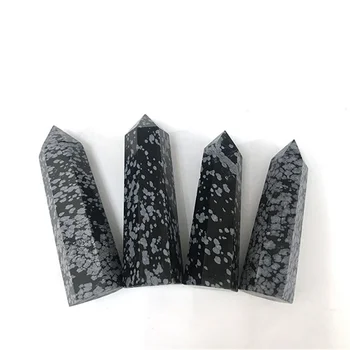 Naravni kremen snežinka obsidian kristalno palico točka stolp za dekoracijo doma