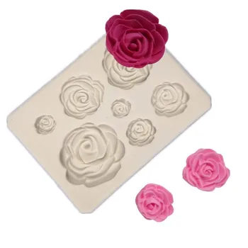 Rose Cvetje Fondat Silikonsko Plesni 3D Obrti Čokoladni Bonboni s Smolo Gline Plesni Torta Dekoraterstvo Orodja kuhinja Pecivo Peka Orodja