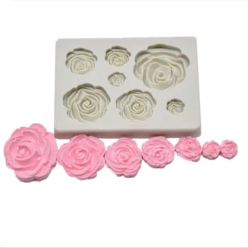 Rose Cvetje Fondat Silikonsko Plesni 3D Obrti Čokoladni Bonboni s Smolo Gline Plesni Torta Dekoraterstvo Orodja kuhinja Pecivo Peka Orodja