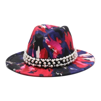 Večino cena fedora klobuk za ženske Kravato barvana klobuk 3d naslikal počutil klobuk stranka klobuk model foto široko roba panama skp unisex kapa