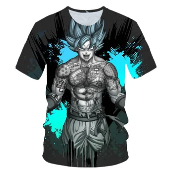 2021 Moda Super Majice Goku Kostum Tshirt za Moške Anime Moški Smešno 3D Tiskanja Črno t-shirt Ulične Oblačila Vrh Tees