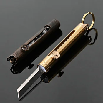 Mini EOS Snemljiv Nož Prenosni Rezanje Papirja Multi-funkcijo Mini Rezilo Noži Medenina Žep obeske Folding Nož