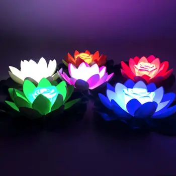 Umetna Svetloba LED Pisane Lotus Nepremočljiva Ponaredek Ribnik Cvetje Lotus Listi Šmarnice Vode Lantern Festival Dekoracijo Svetlobe Vroče