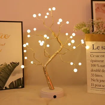 LED namizne Svetilke Nočne Luči Mini Božično Drevo Bakrene Žice Garland Svetilka Za Domačo Otroci Soba Dekor Pravljice Luči Praznik Svetlobe