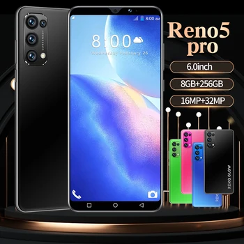 Reno5 Pro pametni 8 512GB 6.7 palčni 16+32MP Globalni različici 5600mAh Obraz ID Prstnih ID Dvojno sim kartico
