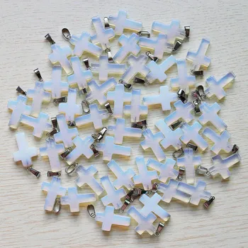 Debelo 30pcs/veliko čare white opal kamen križ kroglice obesek DIY nakit, izdelava obeski za ženske brezplačna dostava 227