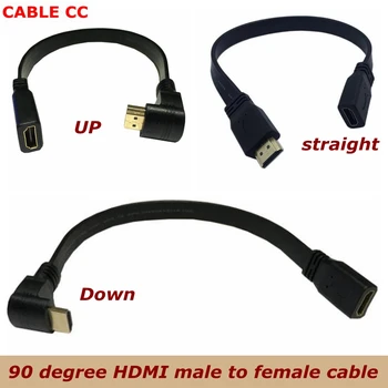 1 FT ravno ultra-tanek, visoka hitrost HDMI podaljšek kabla tip A, tip 90 stopinj moški glavo navzdol bend kot skladu najboljše kakovosti