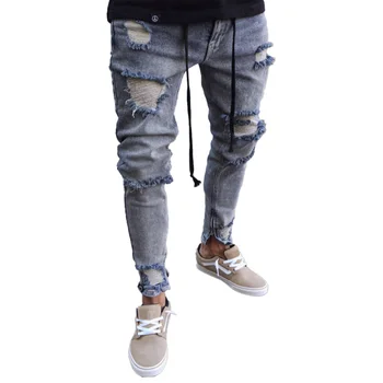 Moda Priložnostne Moške Jeans Insignia Luknjo Traper Hlače Suh Slim Plus Velikost Raztrgala Stiski Hlače 2303