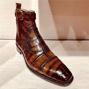 Visoka Kakovost Nove Modne Moške Usnje Sponke Poslovnih Boot Letnik Priložnostne Klasičnih Formalnih Chelsea Škornji Zapatos De Hombre XM219