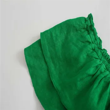 ZA 2021 Poletje Ogrlicom Odrezana Zeleno Bluzo Ženske Kratek Rokav Off Ramenih Seksi Top Moda Vezani na Lok Elastična Letnik Majica