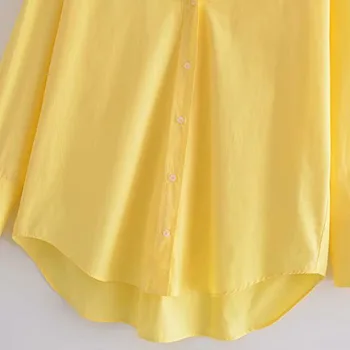 Ženske 2021 Moda Kartuša barvna Svoboden Asimetrične Poplin Vintage Bluze z Dolgimi Rokavi Gumbi Ženske Majice Blusas Elegantna Vrhovi