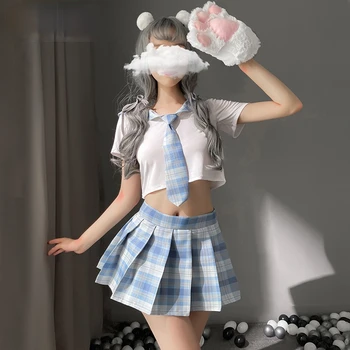 Seksi Japonski Kawaii Lolita JK Enotno Anime Cosplay Kostumi za Ženske Odraslih Sladka Dekleta, Igra Vlog Obleke Seksi spodnje Perilo, Obleko