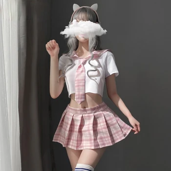 Seksi Japonski Kawaii Lolita JK Enotno Anime Cosplay Kostumi za Ženske Odraslih Sladka Dekleta, Igra Vlog Obleke Seksi spodnje Perilo, Obleko
