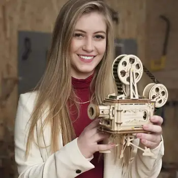 Robotime DIY Pravi Filmski Projektor Lesene Model Gradnjo Kompleti 3D Lesene Puzzle Darilo Igrače za Otroke LK601 Tovarne Neposredne Prodaje
