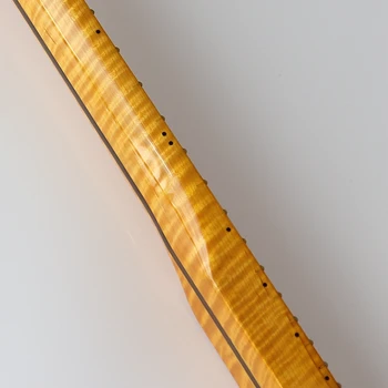 Plamen javor električna kitara vratu ST vratu enem kosu Kanada plamen javorjevega lesa visokega sijaja konča 21 prečke rumene barve strat vratu