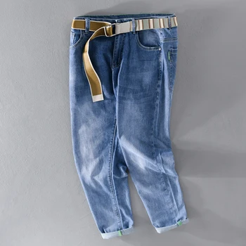 Suehaiwe blagovne znamke Italija slog gleženj-dolžina stretch pasu z jeans hlače moški priložnostne modri moda hlače za moške udobno moški